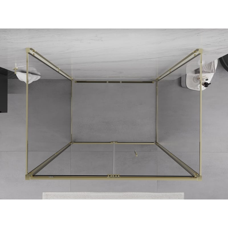 Mexen Exo-F 3S dušo kabina su trim sulankstomomis sienelėmis, 110 x 85 cm, skaidri, auksinė - 816-110-085-50-00-3S