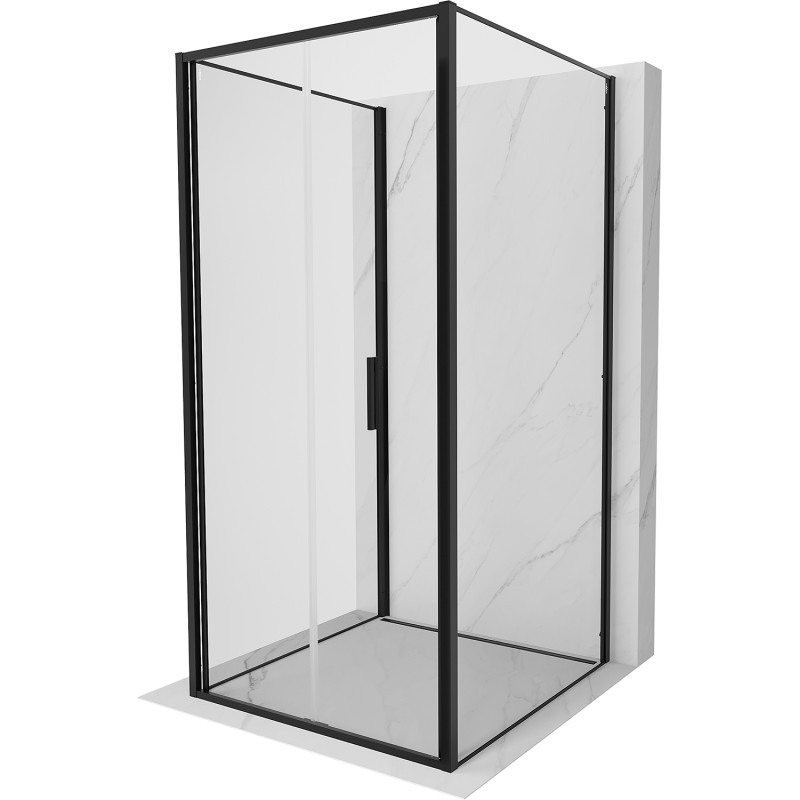 Mexen Exo-F 3S trijų sienų sulankstoma dušo kabina 70 x 70 cm, skaidri, juoda - 816-070-070-70-00-3S