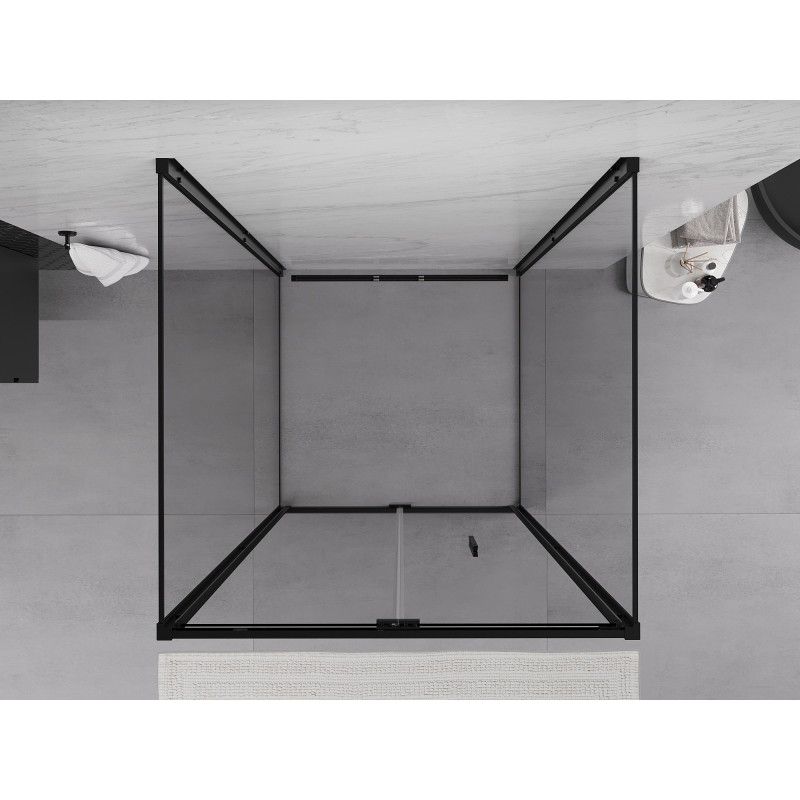 Mexen Exo-F 3S trijų sienų sulankstoma dušo kabina 70 x 70 cm, skaidri, juoda - 816-070-070-70-00-3S