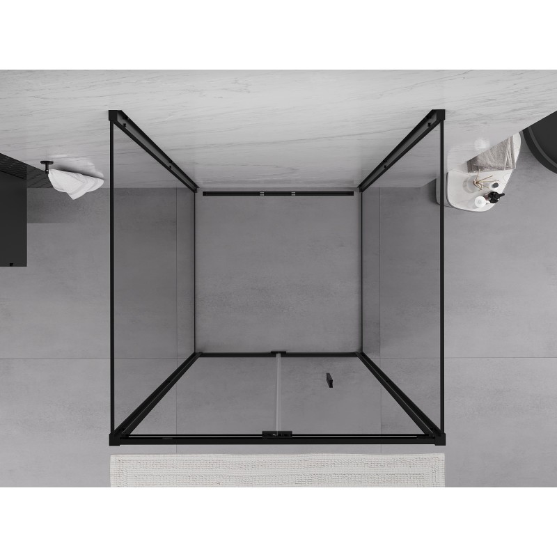 Mexen Exo-3S 3 sienelių sulankstoma dušo kabina 75 x 75 cm, skaidri, juoda - 816-075-075-70-00-3S