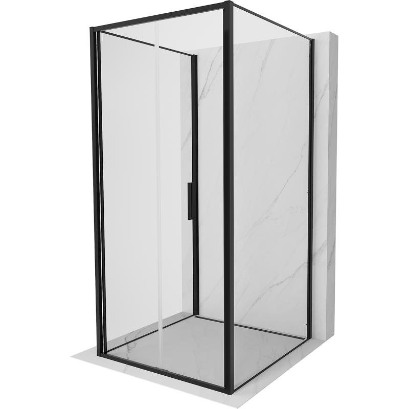 Mexen Exo-3S trijų sienelių sulankstoma dušo kabina 110 x 110 cm, permatoma, juoda - 816-110-110-70-00-3S