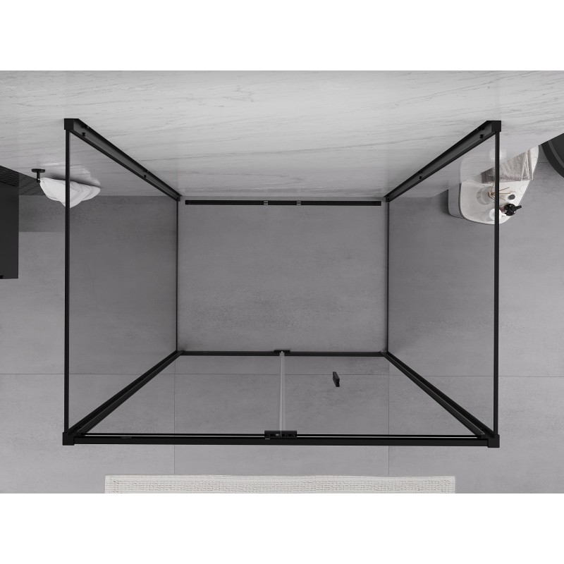 Mexen Exo-3S trijų sienų sulankstoma dušo kabina 100 x 80 cm, permatoma, juoda - 816-100-080-70-00-3S