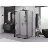 Mexen Exo-3S trikampė sulankstoma dušo kabina 100 x 85 cm, skaidri, juoda - 816-100-085-70-00-3S