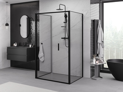 Mexen Exo-3S 70 x 90 cm 3 sienų sulankstoma dušo kabina, skaidri, juoda - 816-070-090-70-00-3S