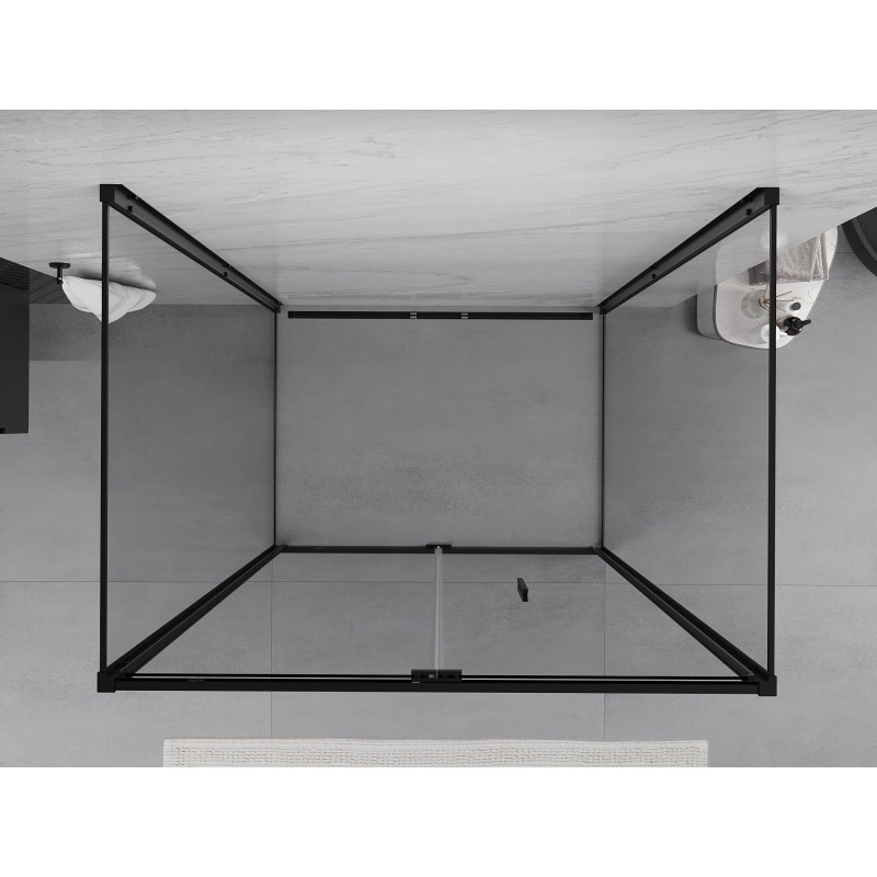 Mexen Exo-F 3S trijų sienelių sulankstoma dušo kabina 100 x 90 cm, skaidri, juoda - 816-100-090-70-00-3S
