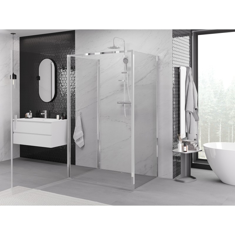 Mexen Exo-3S 3-ių sienelių dušo kabina 85 x 80 cm, skaidri, chromuotas - 817-085-080-01-00-3S