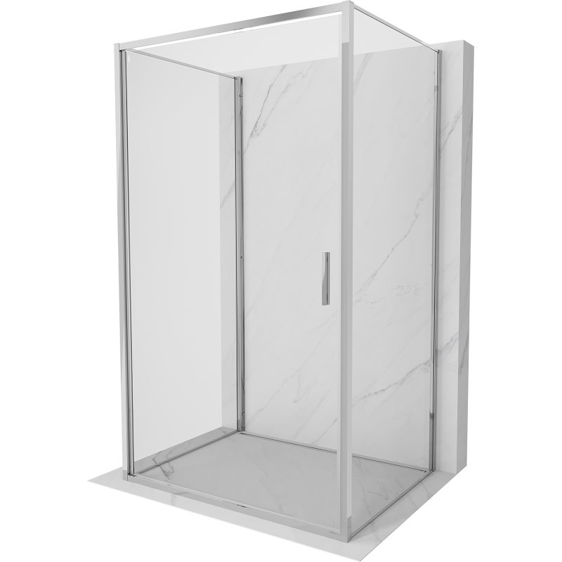 Mexen Exo-3S 90 x 80 cm trijų sienų dušo kabina, skaidri, chromuota - 817-090-080-01-00-3S