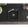 Mexen Vito granitinė vienos plautuvės kriauklė su virtuviniu maišytuvu Rita, juoda/sidabrinė metalo spalva