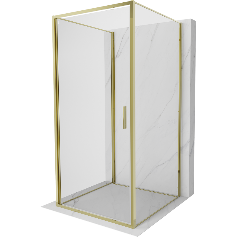 Mexen Exo-3S 3-sienis atidaromas dušo kabina 75 x 75 cm, skaidri, auksinė - 817-075-075-50-00-3S