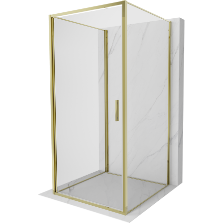 Mexen Exo-3S 3-sienis atidaromas dušo kabina 75 x 75 cm, skaidri, auksinė - 817-075-075-50-00-3S