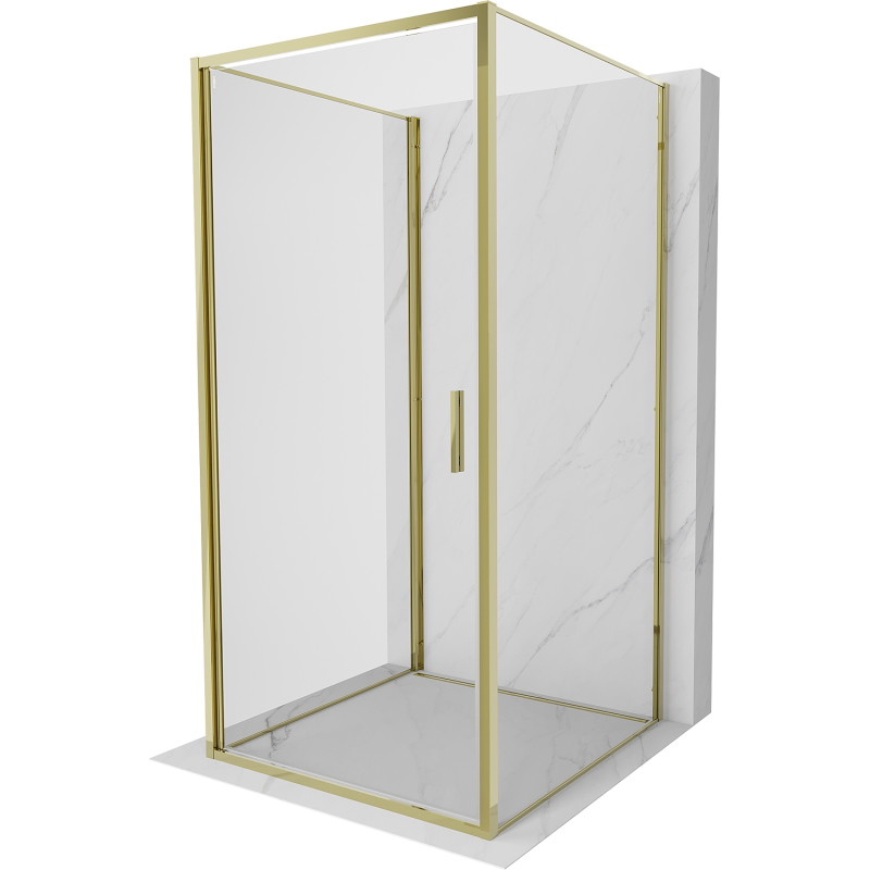 Mexen Exo-B 3S dušo kabina 3 sienų atveriama 80 x 80 cm, skaidri, auksinė - 817-080-080-50-00-3S