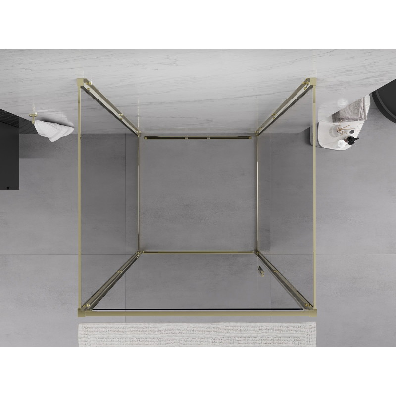 Mexen Exo-B 3S dušo kabina 3 sienų atveriama 80 x 80 cm, skaidri, auksinė - 817-080-080-50-00-3S
