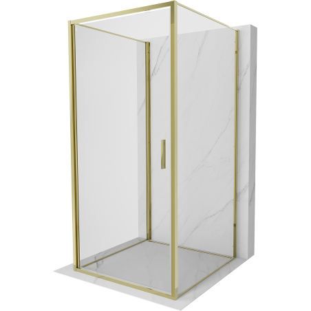 Mexen Exo-3S 90 x 90 cm dydis, skaidri, auksinė, 3-sienų dušo kabina - 817-090-090-50-00-3S