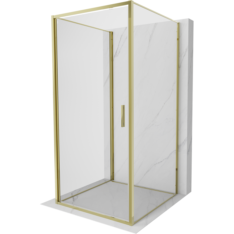 Mexen Exo-3S 3 pusių atverčiama dušo kabina 95 x 95 cm, permatoma, auksinė - 817-095-095-50-00-3S