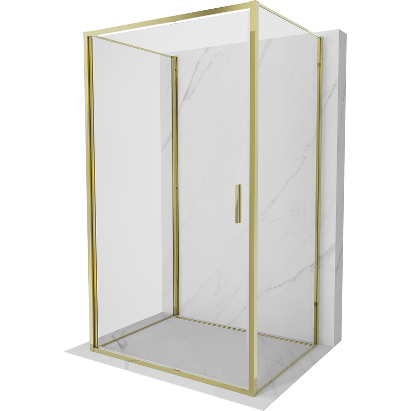 Mexen Exo-3S 3 sienų atveriama dušo kabina 75 x 80 cm, skaidrus, auksinis - 817-075-080-50-00-3S