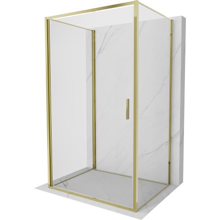 Mexen Exo-B 3S dušo kabina 3-sieninė atverčiama 75 x 80 cm, skaidri, auksinė - 817-075-080-50-00-3S