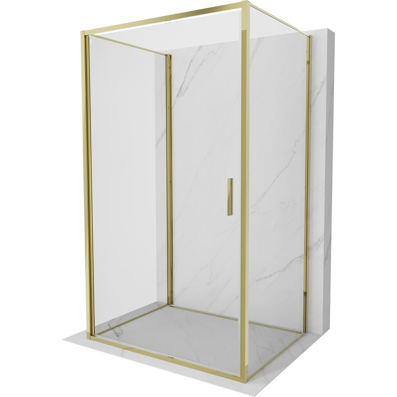 Mexen Exo-B 3S dušo kabina 3-sienų atverčiama 80 x 100 cm, skaidri, auksinė - 817-080-100-50-00-3S
