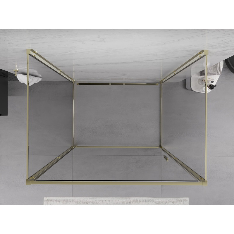 Mexen Exo-B 3S dušo kabina 3-sienų atverčiama 80 x 100 cm, skaidri, auksinė - 817-080-100-50-00-3S