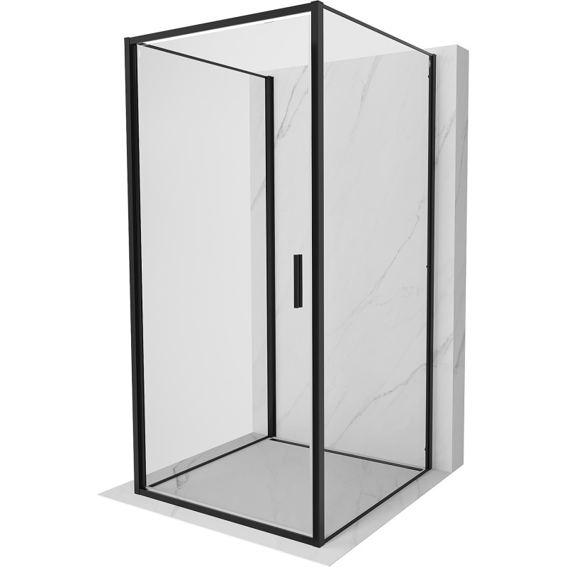 Mexen Exo-B 3S trijų sienų atvikama dušo kabina 70 x 70 cm, permatoma, juoda - 817-070-070-70-00-3S