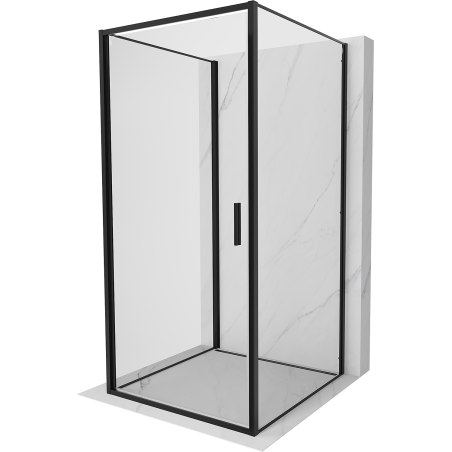 Mexen Exo-B 3S trijų sienų atvikama dušo kabina 70 x 70 cm, permatoma, juoda - 817-070-070-70-00-3S