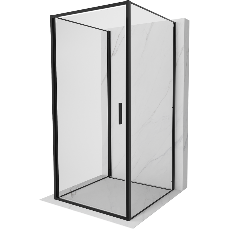 Mexen Exo-3S trijų sienų dušo kabina su atveriamomis durimis 85 x 85 cm, skaidri, juoda - 817-085-085-70-00-3S