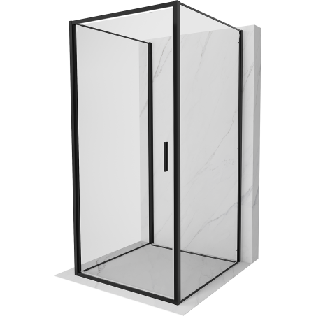 Mexen Exo-3S trijų sienų dušo kabina su atveriamomis durimis 85 x 85 cm, skaidri, juoda - 817-085-085-70-00-3S