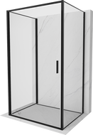 Mexen Exo-3S 3 sienelių atsidaranti dušo kabina 75 x 70 cm, skaidri, juoda - 817-075-070-70-00-3S