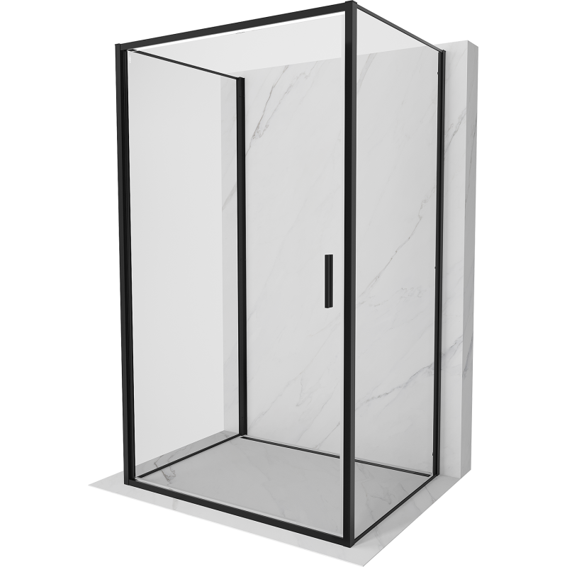 Mexen Exo-3S trijų sienelių dušo kabina 100 x 75 cm, permatoma, juoda - 817-100-075-70-00-3S