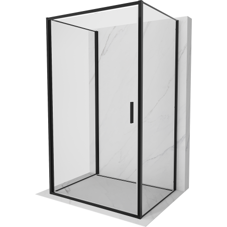 Mexen Exo-3S trijų sienų dušo kabina su atveriamomis durimis 70 x 80 cm, permatoma, juoda - 817-070-080-70-00-3S