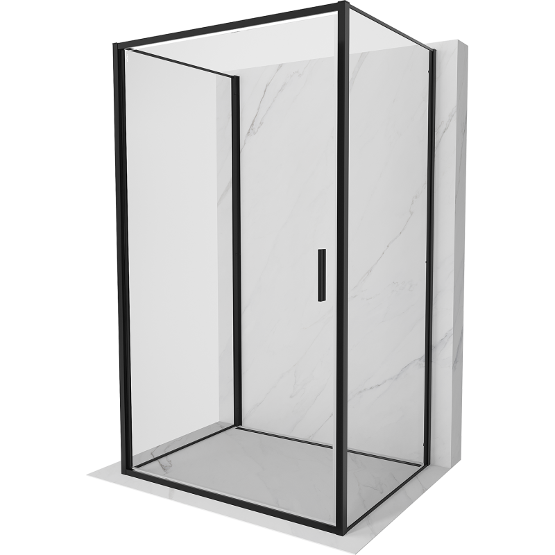 Mexen Exo-3S 3-sienės dušo kabina su 90 x 95 cm atveriamomis durimis, skaidri, juoda - 817-090-095-70-00-3S