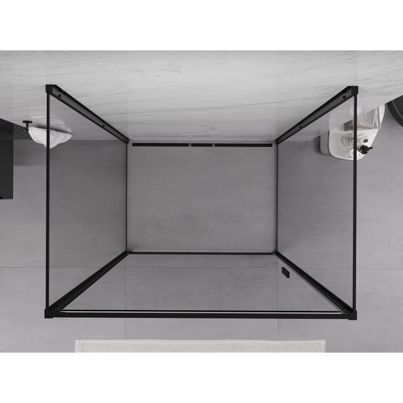 Mexen Exo-3S trijų sienų dušo kabina su atveriamomis durimis, 80 x 120 cm, skaidri, juoda - 817-080-120-70-00-3S