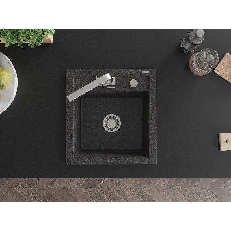 Mexen Vito 1 dubens granitinė plautuvė su Rita virtuvės maišytuvu, juodas taškuotas - 6503-76-670300-00