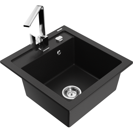 Mexen Vito 1-skyrius granitinis plautuvas su Rita virtuviniu maišytuvu, juodas - 6503-77-670300-00