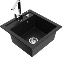 Mexen Vito 1-skyrius granitinis plautuvas su Rita virtuviniu maišytuvu, juodas - 6503-77-670300-00