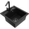 Mexen Vito granito plautuvė 1-skyrelio su virtuvės maišytuvu Rita, juodas - 6503-77-670300-70-B
