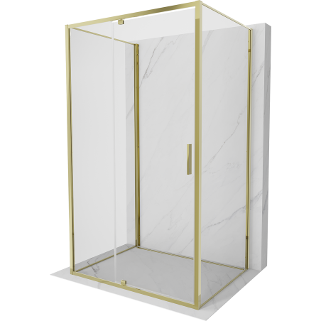 Mexen Exo-3S 130 x 70 cm dydis, trijų sienų dušo kabina su varstomomis durimis, skaidri, auksinė - 819-130-070-50-00-3S