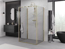 Mexen Exo-3S 3 sienų atveriami dušo kabina 145 x 70 cm, permatoma, auksinė - 819-145-070-50-00-3S