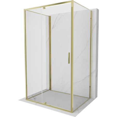 Mexen Exo-3S 3-sienė dušo kabina su stumdomomis durimis 145 x 75 cm, permatoma, auksinė - 819-145-075-50-00-3S