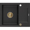 Mexen Enzo granitinė plautuvė su vienu dubeniu ir nuvarvėjimo vieta 576 x 465 mm, juodos/sidabro spalvos metalo atspalvis,