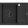Mexen Enzo granitinė vienos kameros plautuvė su nusausinimo lenta 576 x 465 mm, juoda/sidabrinis metalo atspalvis, juodas
