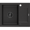 Mexen Enzo vienos kameros granitinė plautuvė su nutekėjimu 576 x 465 mm, juoda/sidabrinė metalo, juodas sifonas - 6506571005-73?
