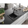 Mexen Enzo vienos kameros granitinė plautuvė su nutekėjimu 576 x 465 mm, juoda/sidabrinė metalo, juodas sifonas - 6506571005-73?