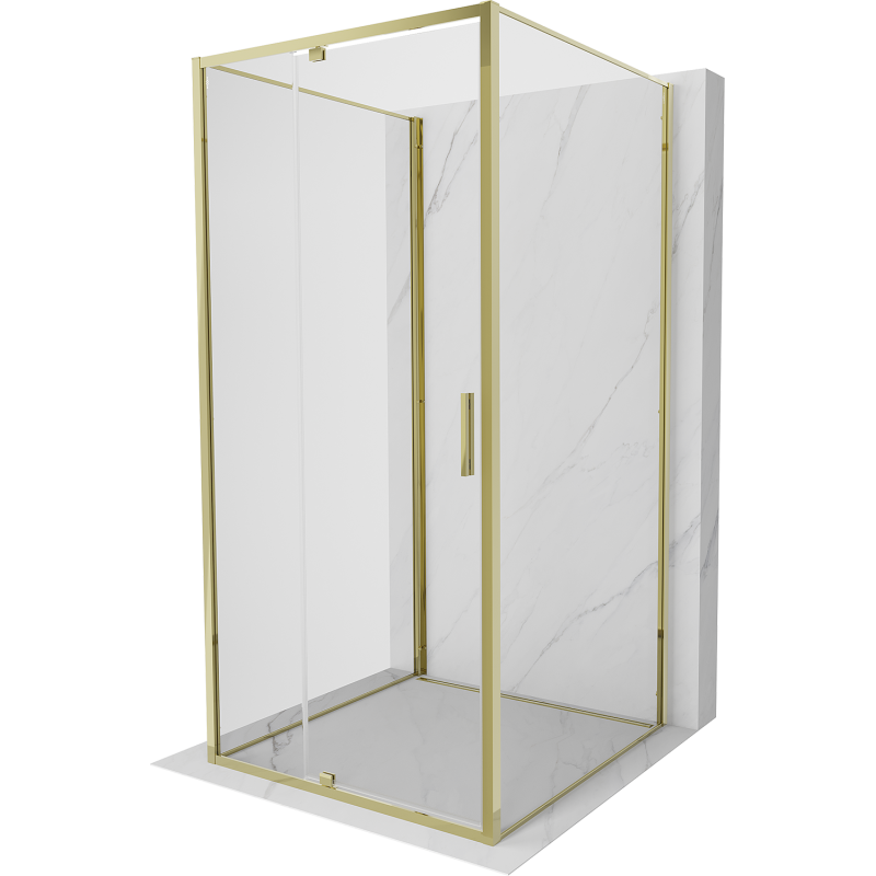 Mexen Exo-3S 95 x 95 cm, skaidrus, auksinis 3 sienelių atveriamas dušo kabinas - 819-095-095-50-00-3S