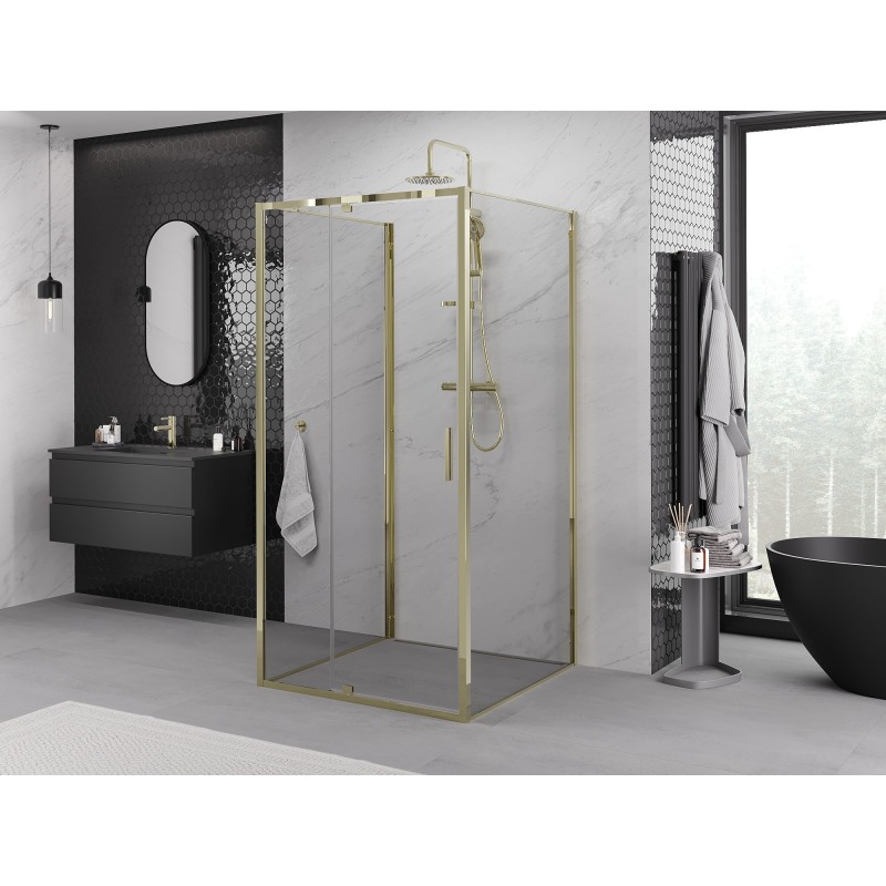 Mexen Exo-3S 95 x 95 cm, skaidrus, auksinis 3 sienelių atveriamas dušo kabinas - 819-095-095-50-00-3S