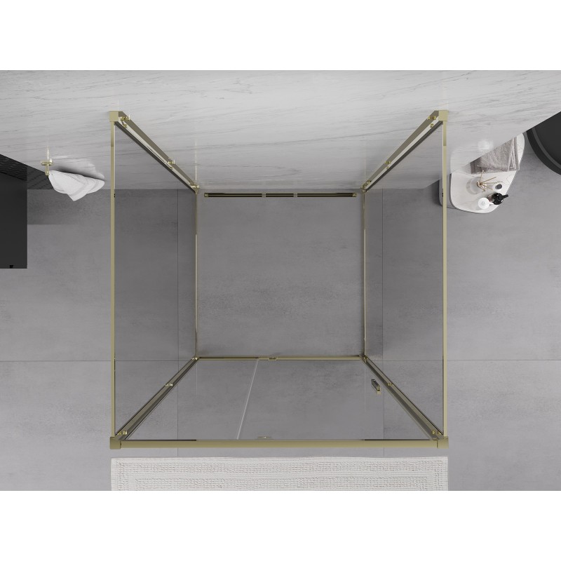 Mexen Exo-3S 95 x 95 cm, skaidrus, auksinis 3 sienelių atveriamas dušo kabinas - 819-095-095-50-00-3S