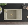 Mexen Elias vienguba granitinė plautuvė su džiovykle 795 x 480 mm, Smėlio spalvos, sifonas Auksinė - 6511791005-69-G