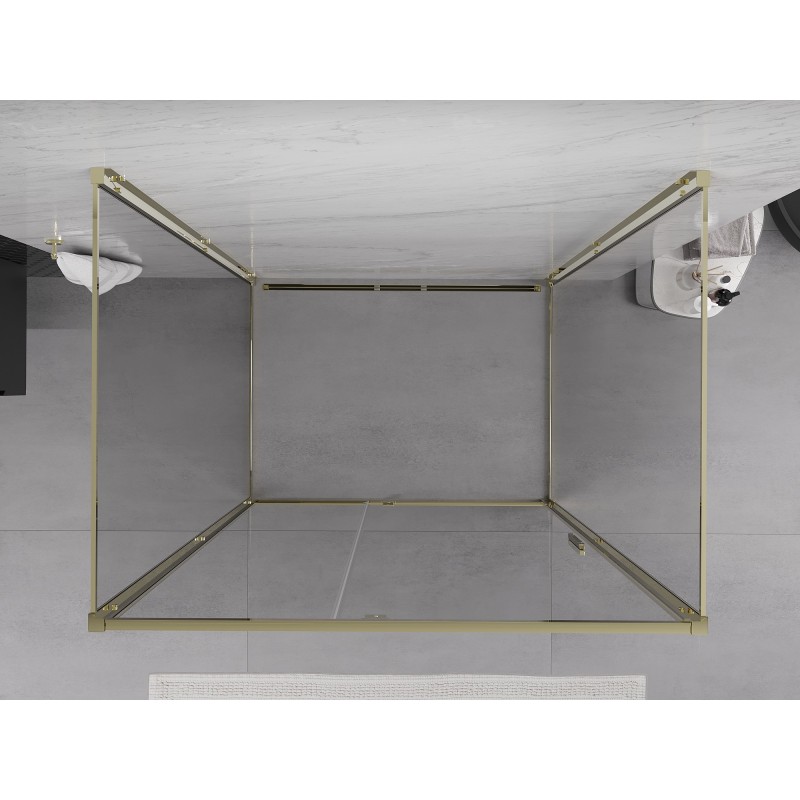 Mexen Exo-3S trijų sienelių dušo kabina 120 x 95 cm, skaidri, auksinė - 819-120-095-50-00-3S