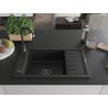 Mexen Elias vienguba granitinė plautuvė su džiovykle 795 x 480 mm, Juoda, sifonas Juoda - 6511791005-77-B