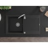 Mexen Leo granitinis plautuvės 1 kamera su džiovykla 900 x 500 mm, juoda/sidabrinis metalikas, chromuotas sifonas - 6501901010-?