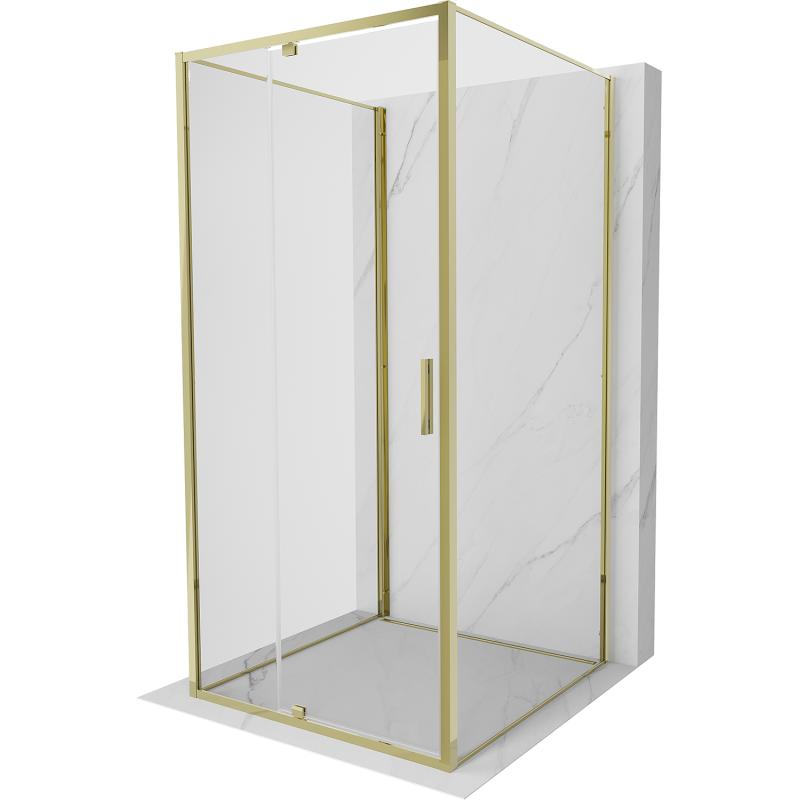 Mexen Exo-3S 3 sienų atveriama dušo kabina 100 x 100 cm, permatoma, auksinė - 819-100-100-50-00-3S
